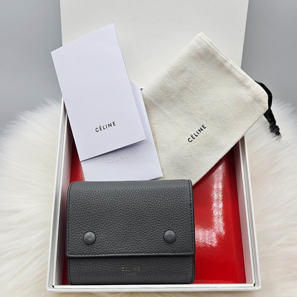 Céline Grey Calfskin Small Folded Wallet